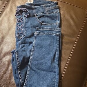 We The Free Dark Blue Lace-Up Jeggings